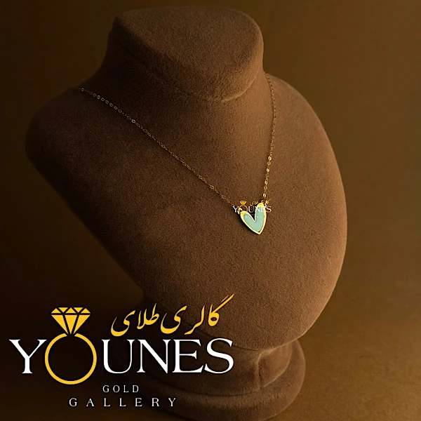 گردنبند میناکاری قلب فیروزه ای طلا